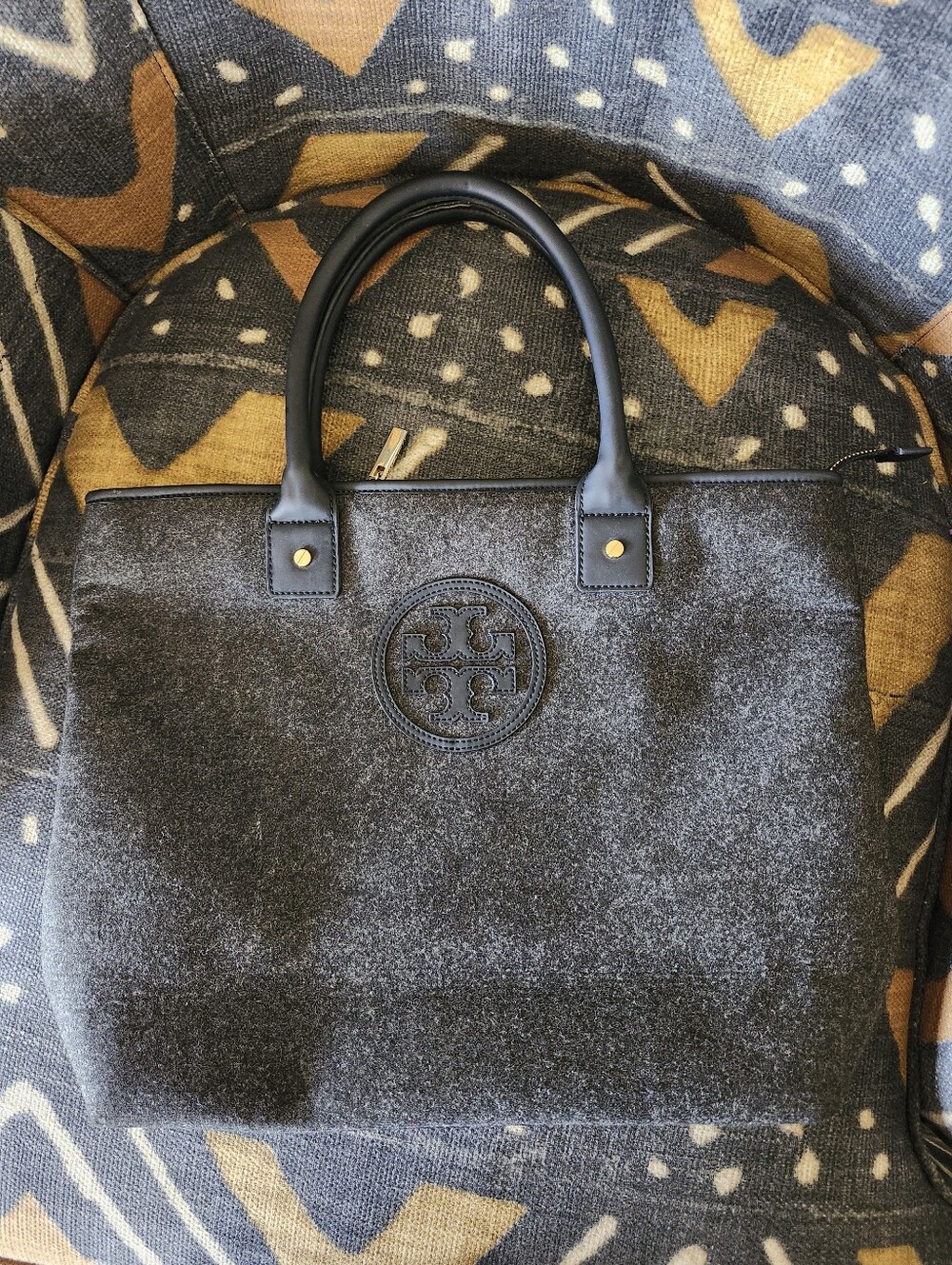 Sale🫠 Tory Burch Gray Wool-Blend Tote Bag – Elegant Spacious Carryall Like New